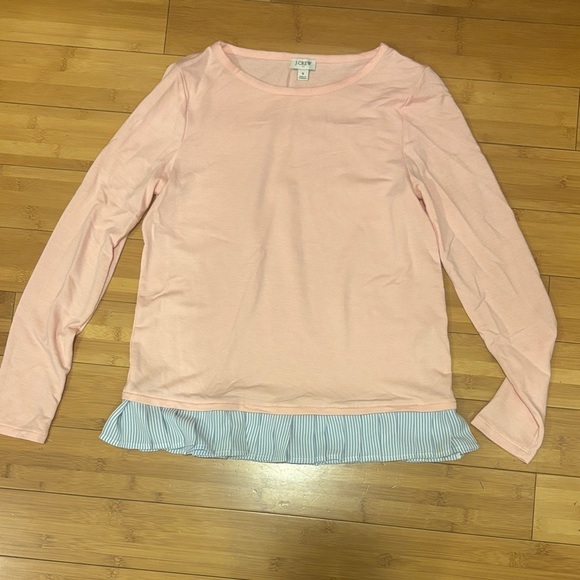 J. Crew Tops - J. Crew Pink Top with Blue Striped Hem
